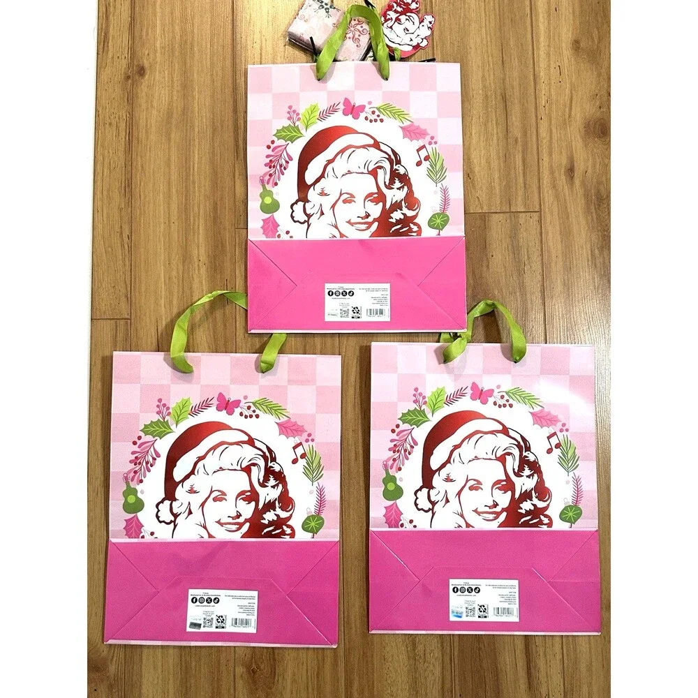 Dolly Parton Christmas Holiday Anytime Gift Bag W/ Tissue Paper NEW LOT OF 3